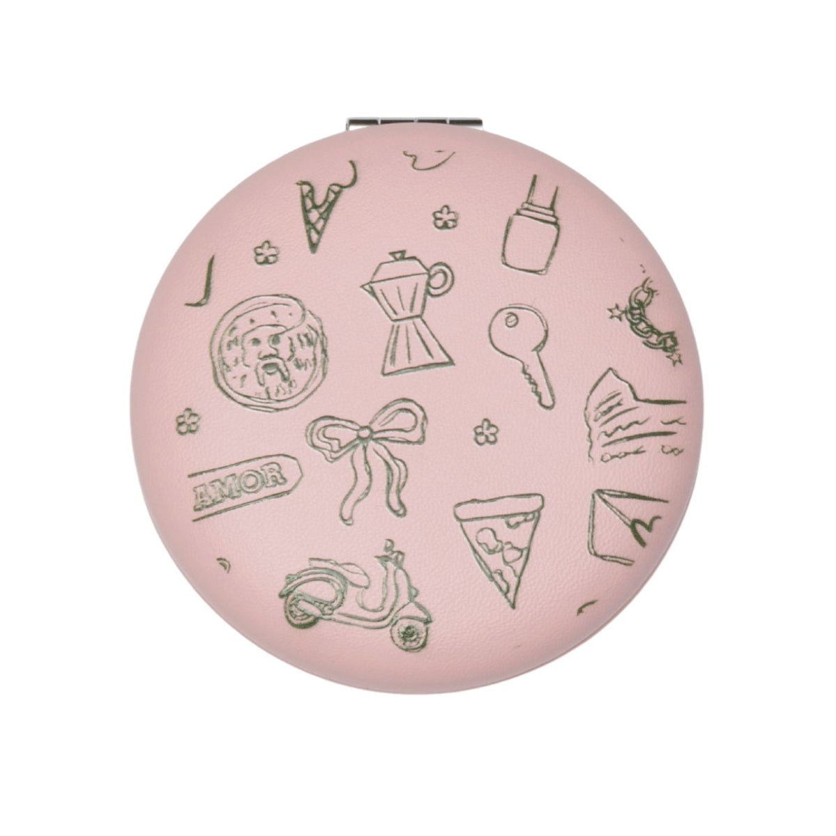 Italian compact mirror by Paolina Roma, design detail handmade in Italy