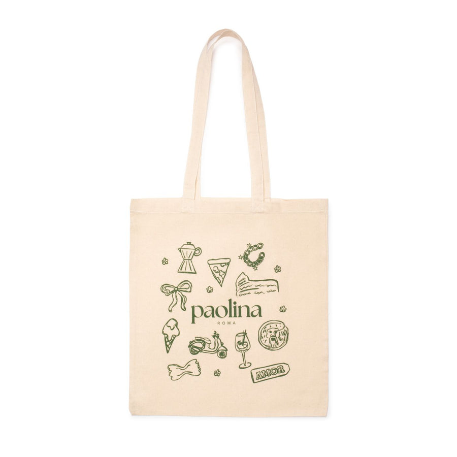 Paolinas Italian cotton tote bag, signature Paolina Roma everyday accessory from Rome