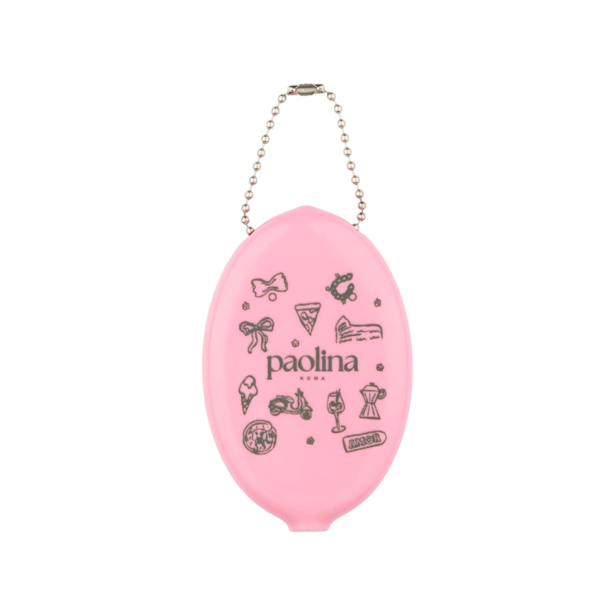 Paolina Roma pink coin purse with signature Paolina print, pocket accessory