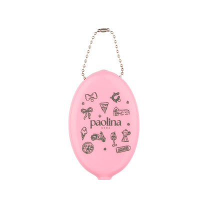 Paolina Roma pink coin purse with signature Paolina print, pocket accessory